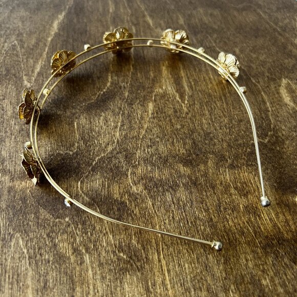 Anthropologie Gold Plated Floral Headband - Picture 1 of 3
